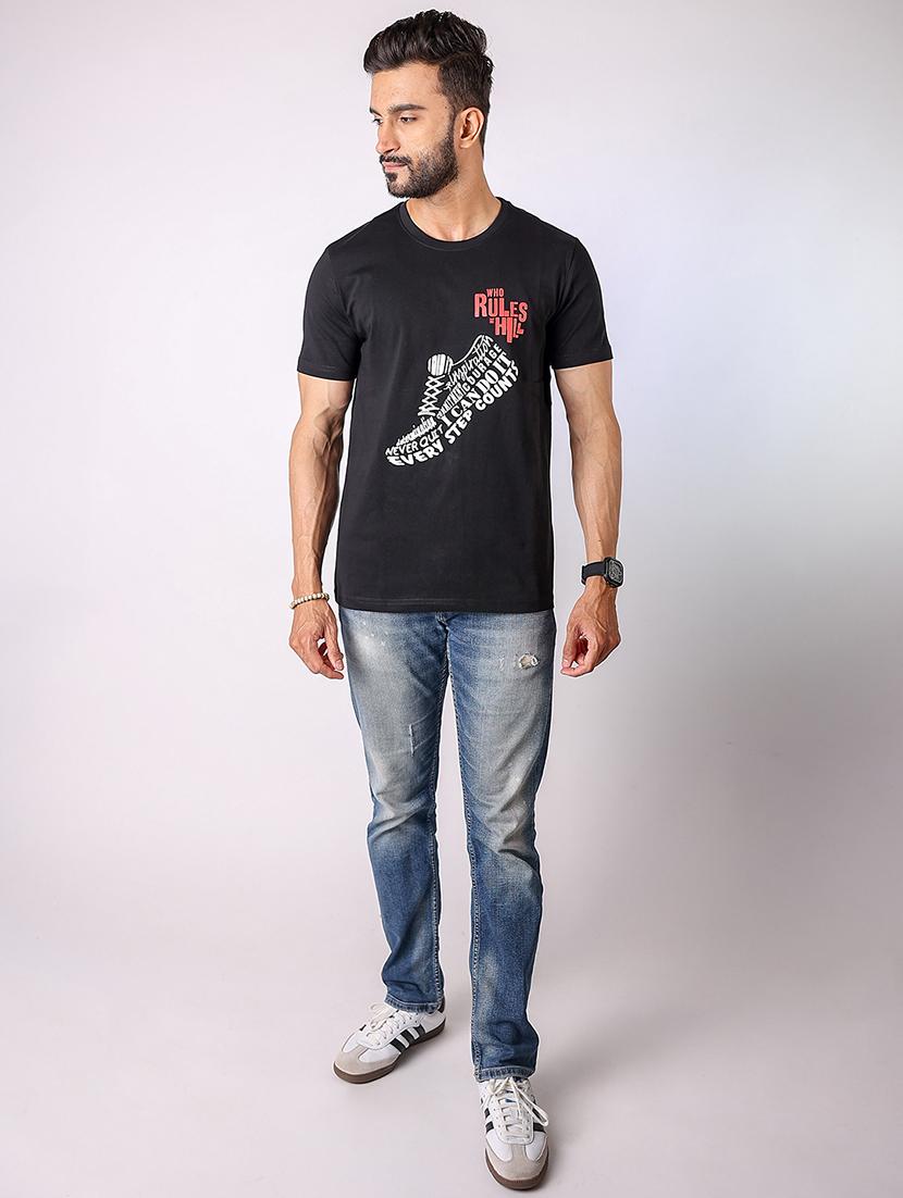 men front print round neck regular fit t-shirt - 21934734 - Standard Image - 4
