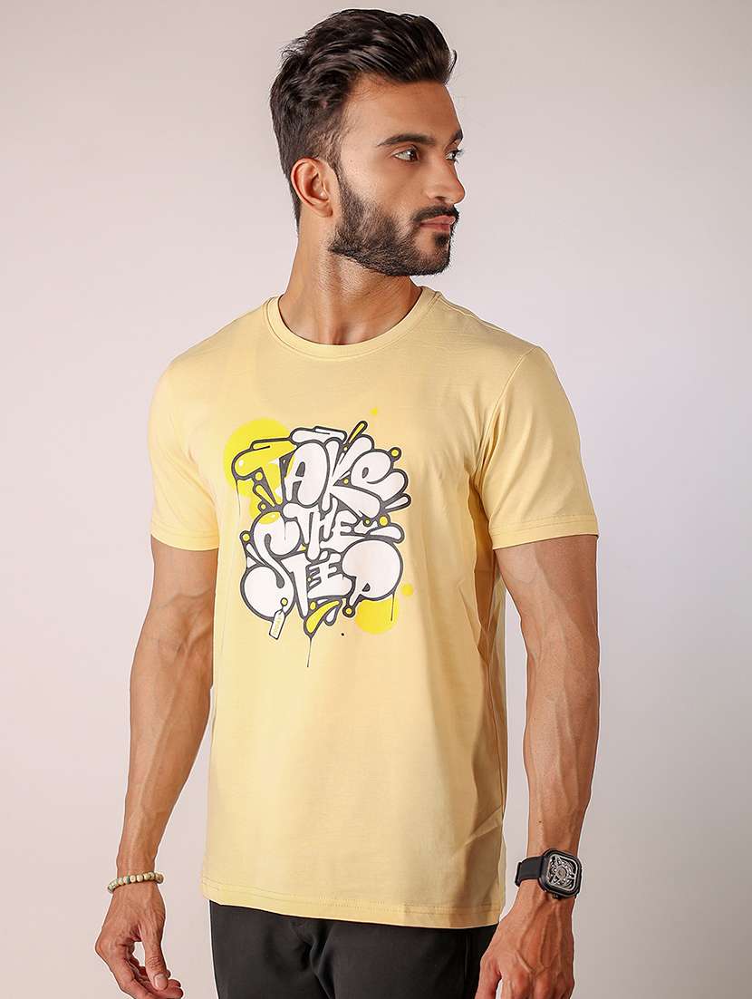 men front print round neck regular fit t-shirt - 21934736 -  Standard Image - 1