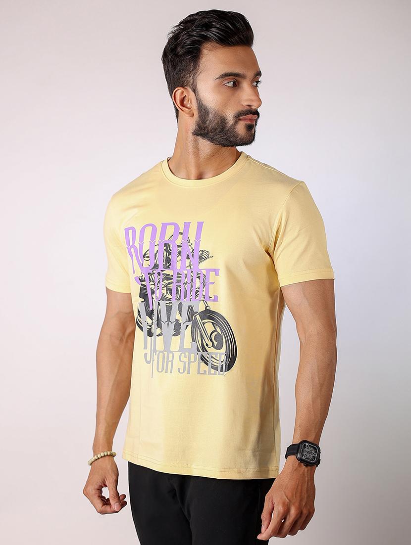 men front print round neck regular fit t-shirt - 21934737 - Standard Image - 1