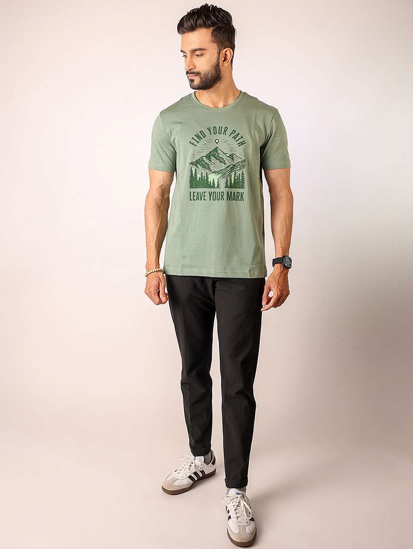 men front print round neck regular fit t-shirt - 21934738 - Standard Image - 4