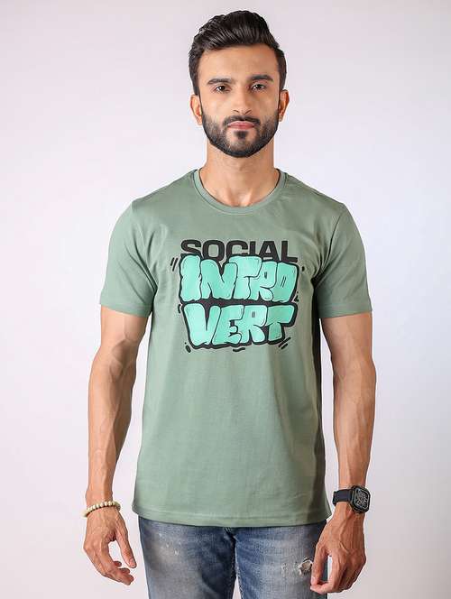 men front print round neck regular fit t-shirt - 21934739 -  Standard Image - 0