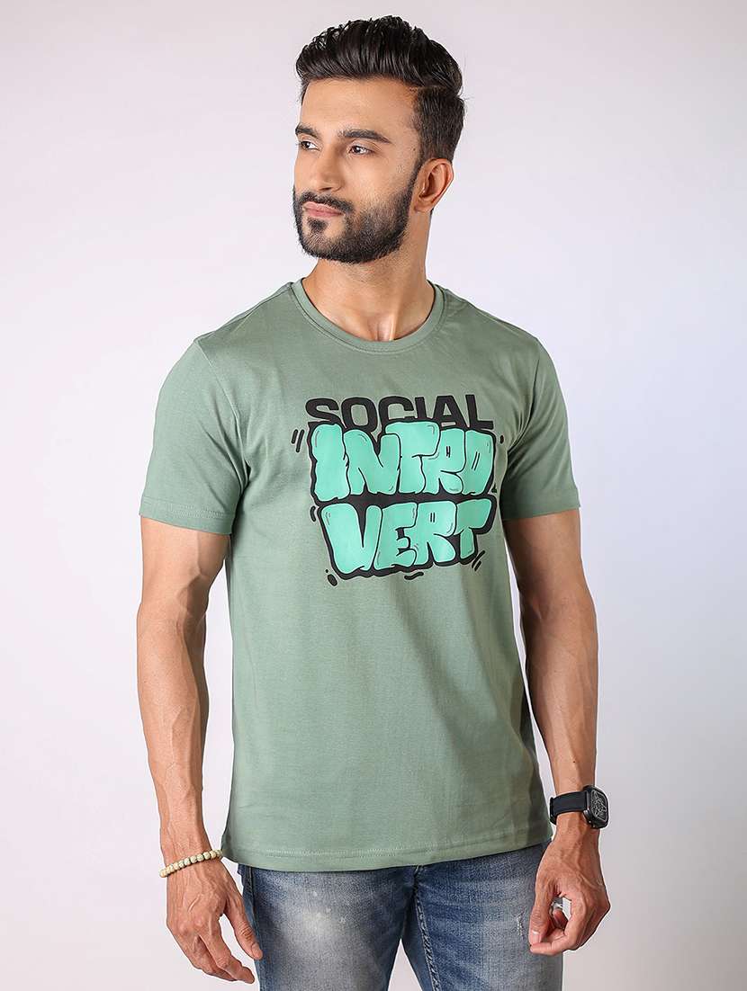 men front print round neck regular fit t-shirt - 21934739 -  Standard Image - 1