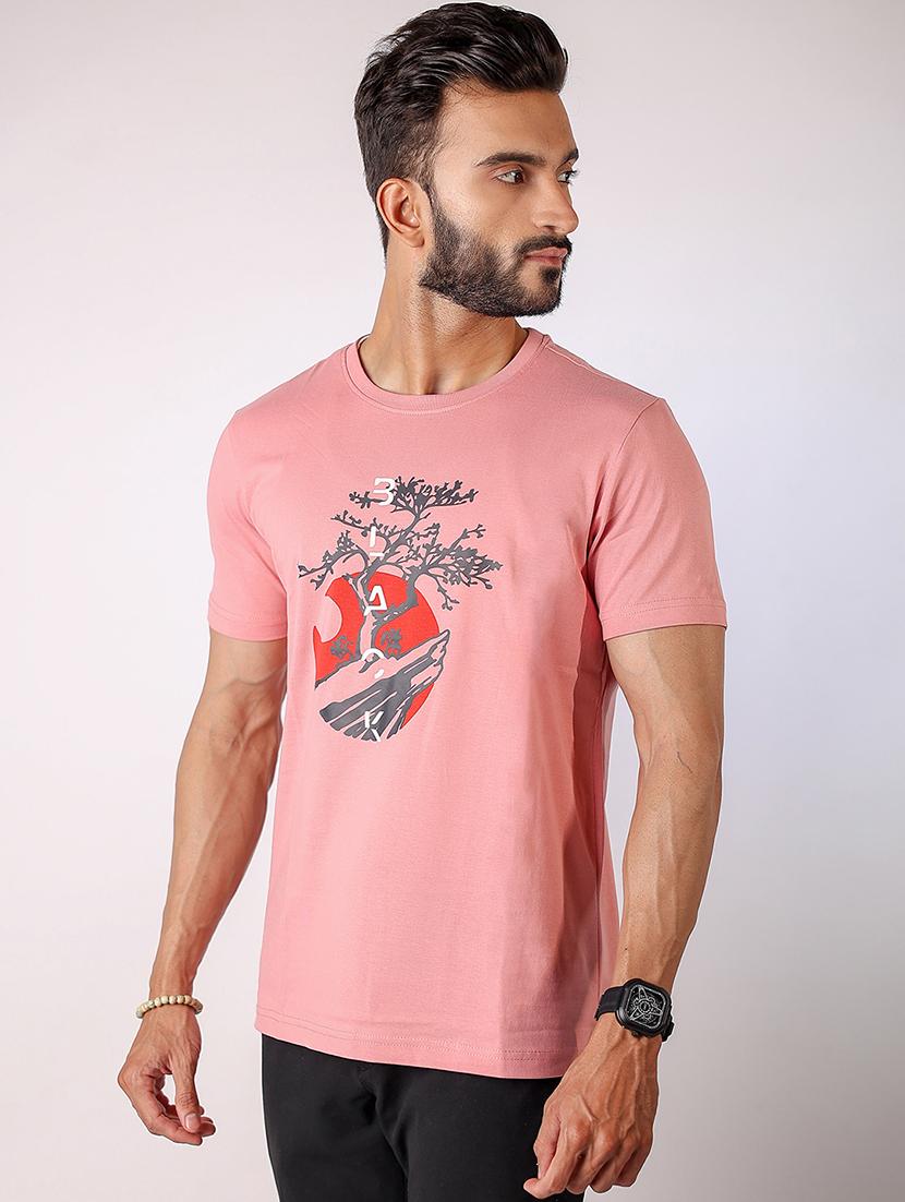 men front print round neck regular fit t-shirt - 21934740 - Standard Image - 1