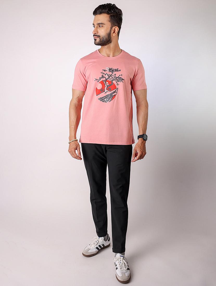 men front print round neck regular fit t-shirt - 21934740 - Standard Image - 4