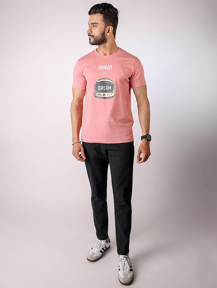 men front print round neck regular fit t-shirt - 21934741 - Standard Image - 4