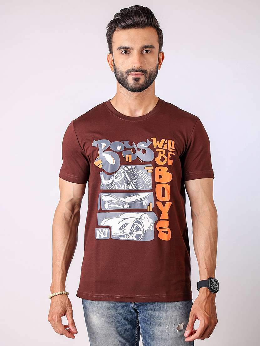 men front print short sleeve t-shirt