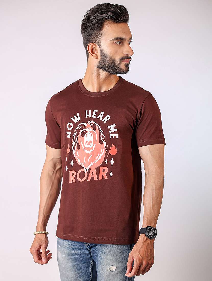 men front print round neck regular fit t-shirt - 21934743 -  Standard Image - 1