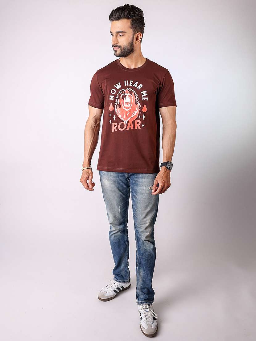 men front print round neck regular fit t-shirt - 21934743 -  Standard Image - 4