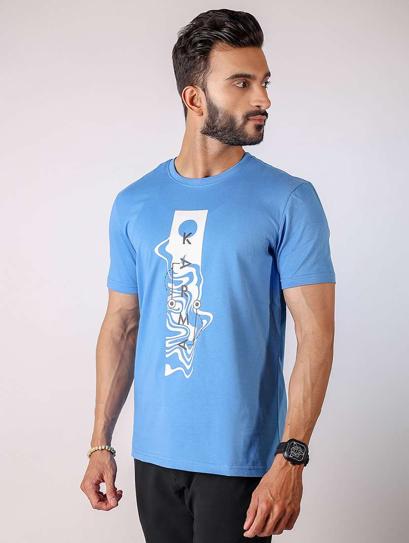 men front print round neck regular fit t-shirt - 21934746 - Standard Image - 1