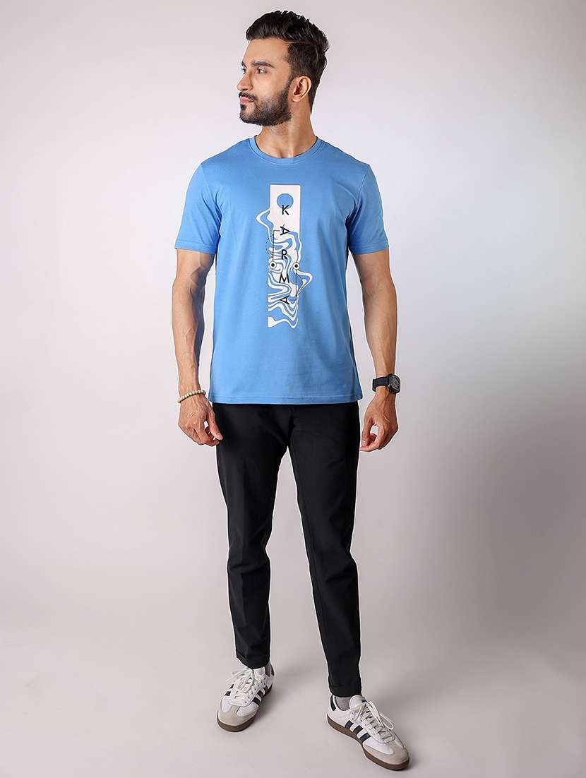 men front print round neck regular fit t-shirt - 21934746 - Standard Image - 4