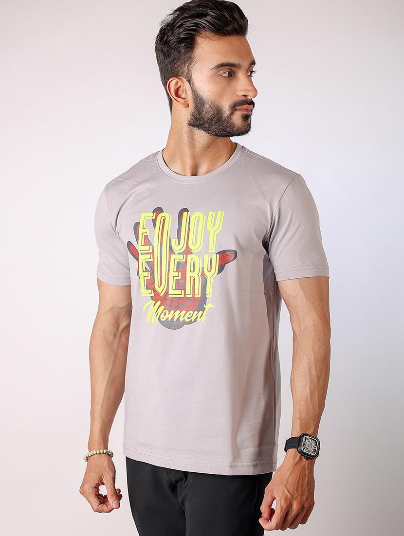 men front print round neck regular fit t-shirt - 21934748 - Standard Image - 1