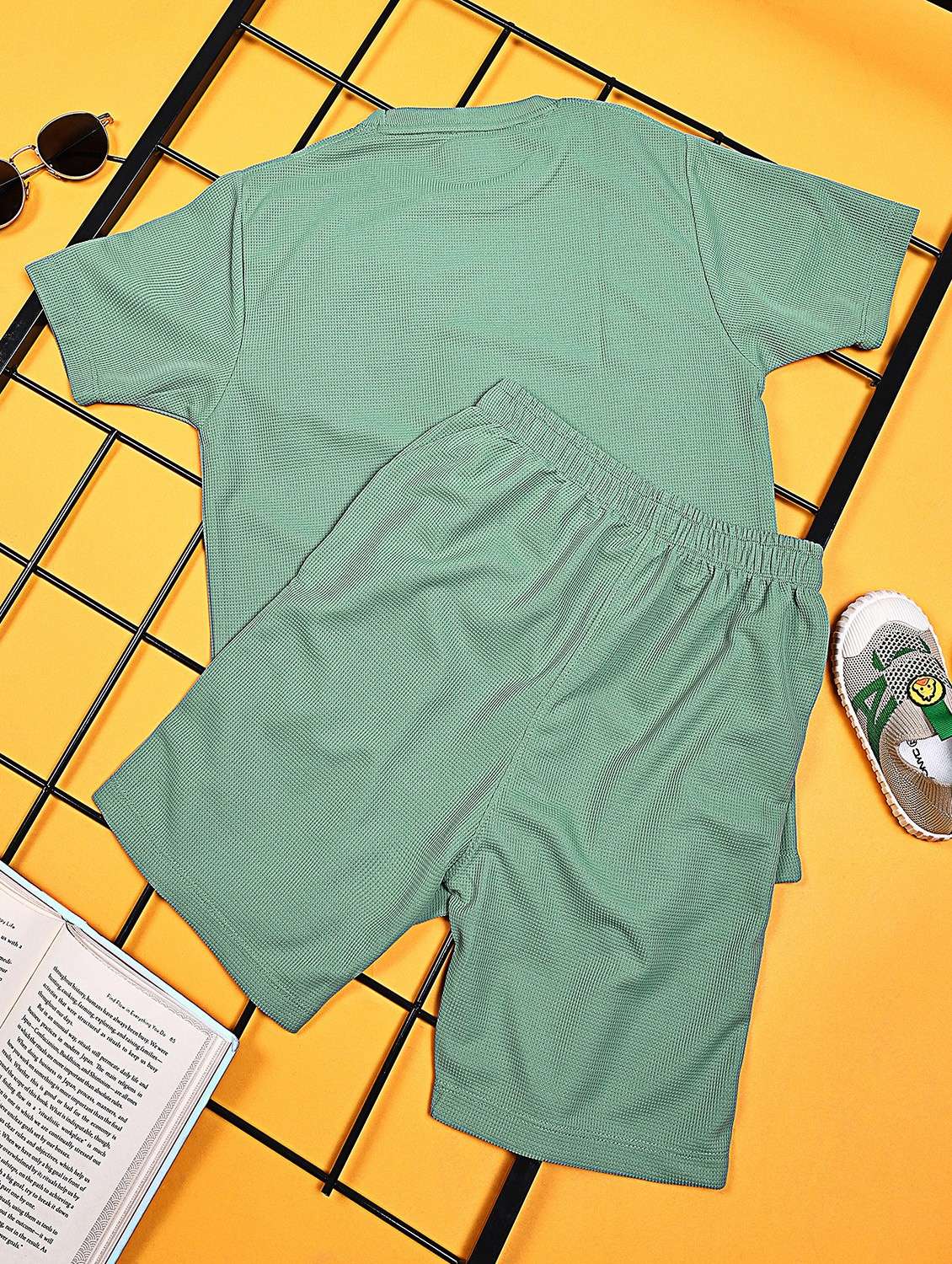 boys solid shirt & shorts co-ords set - 21934751 - Standard Image - 1