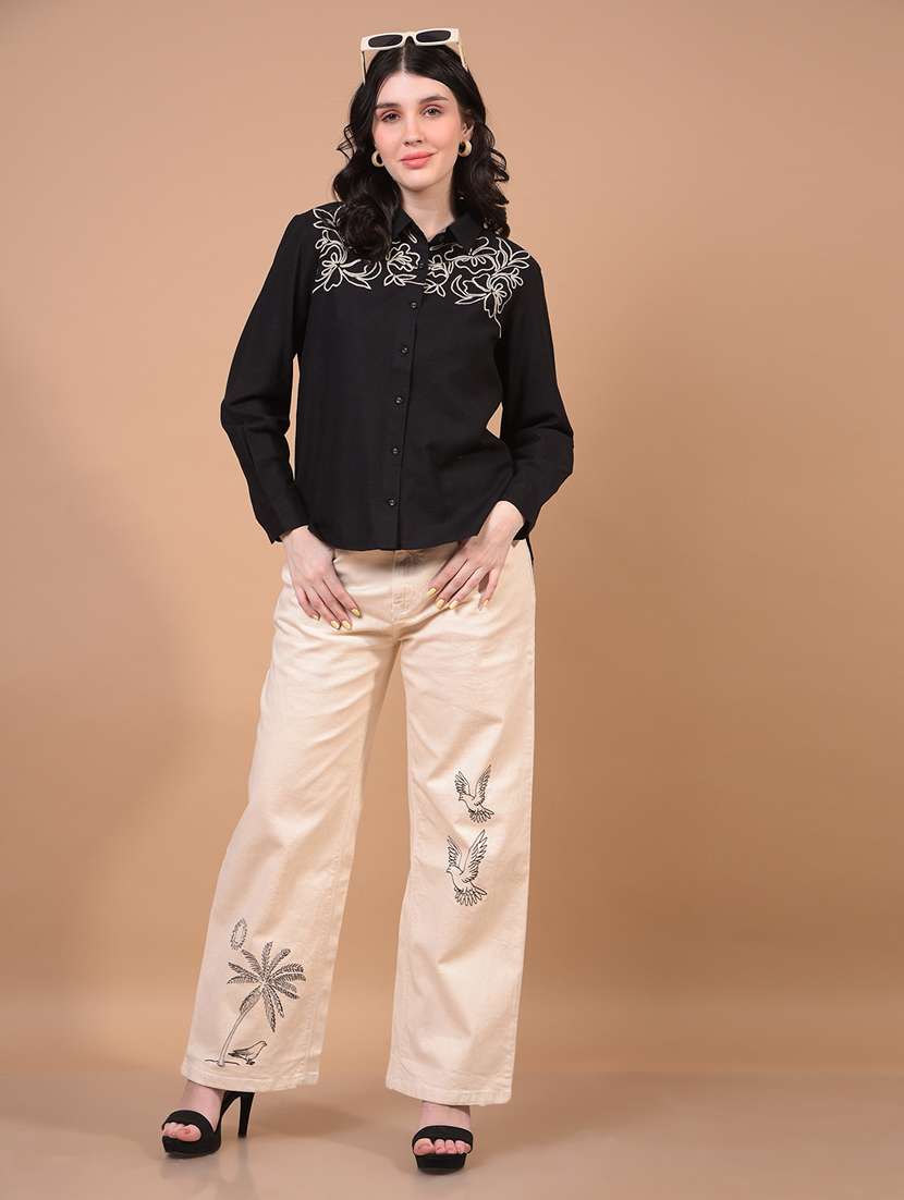 women embroidered collared puff sleeve shirt - 21934758 -  Standard Image - 4