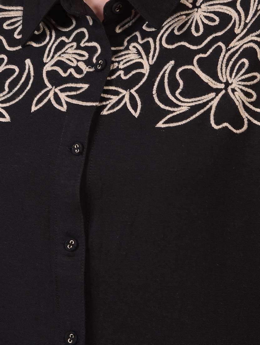 women embroidered collared puff sleeve shirt - 21934758 -  Standard Image - 6