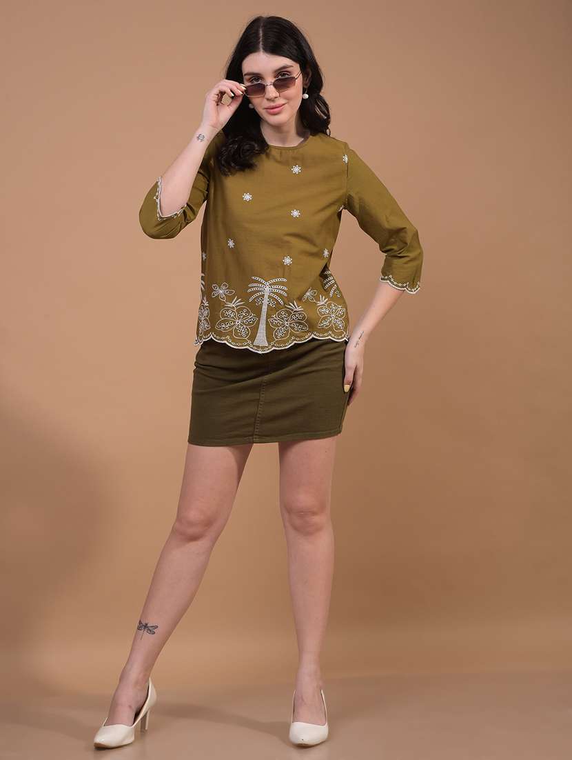 women embroidered round neck regular top - 21934761 -  Standard Image - 4