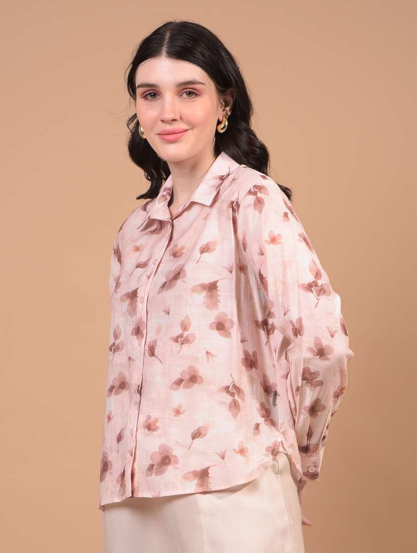 women floral printed collared puff sleeve shirt - 21934763 -  Standard Image - 1