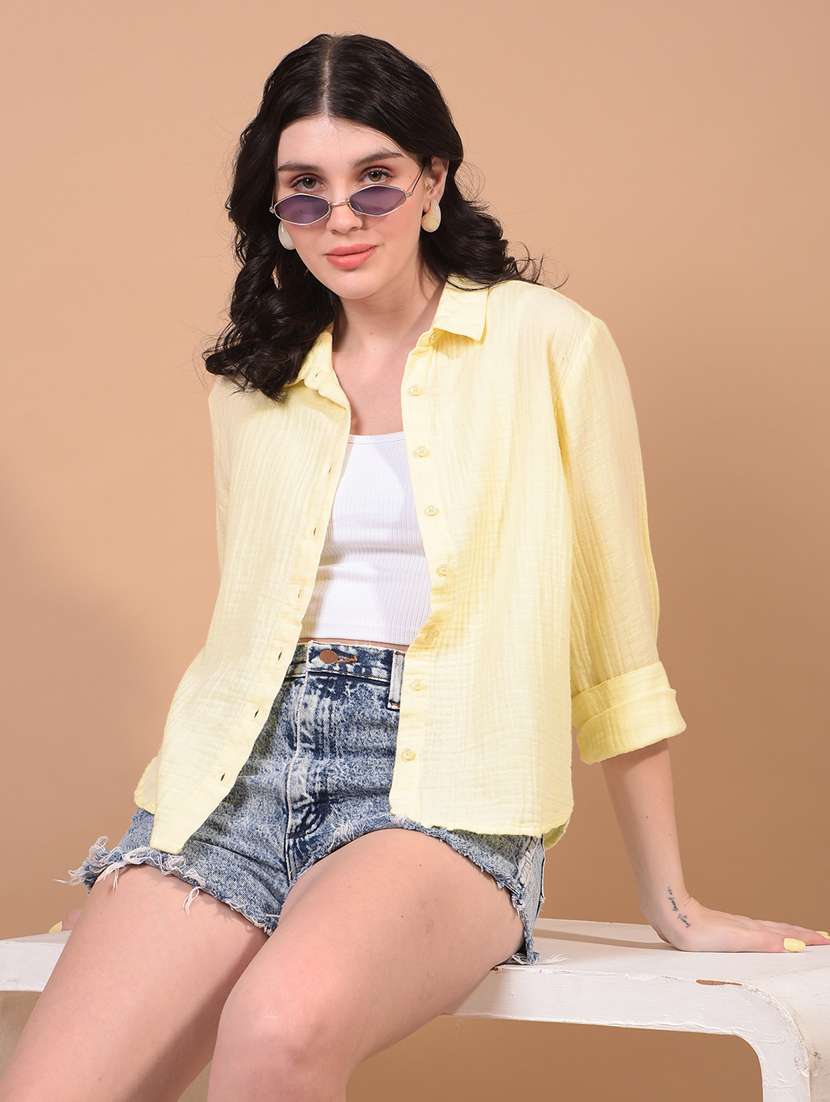 women solid long sleeve regular shirt