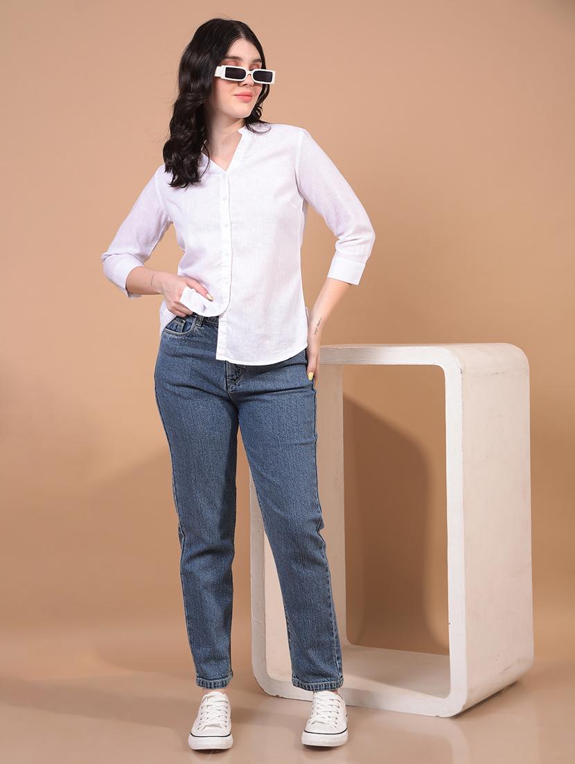 women solid collared long sleeve shirt - 21934772 - Standard Image - 4