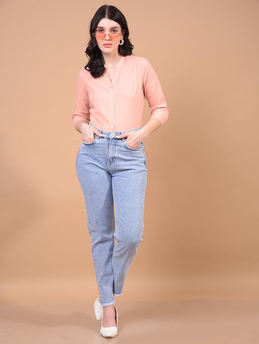 women solid mandarin neck regular shirt - 21934773 - Standard Image - 4