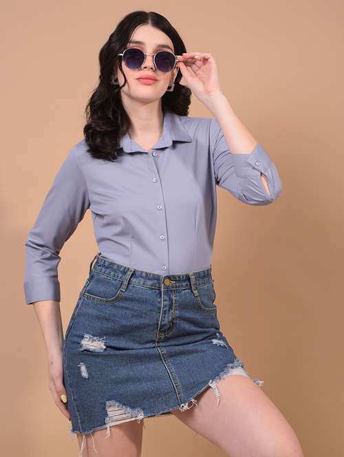 women solid collared regular shirt - 21934777 - Standard Image - 0