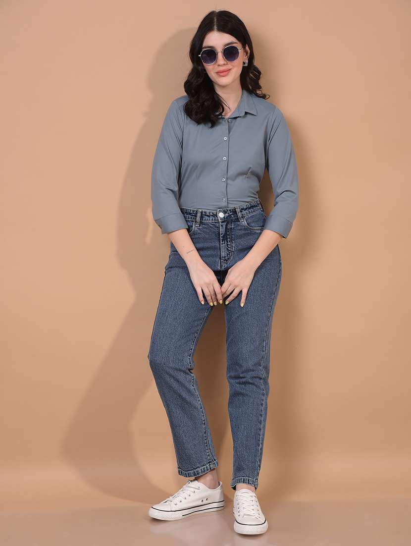 women solid collared regular shirt - 21934778 - Standard Image - 4