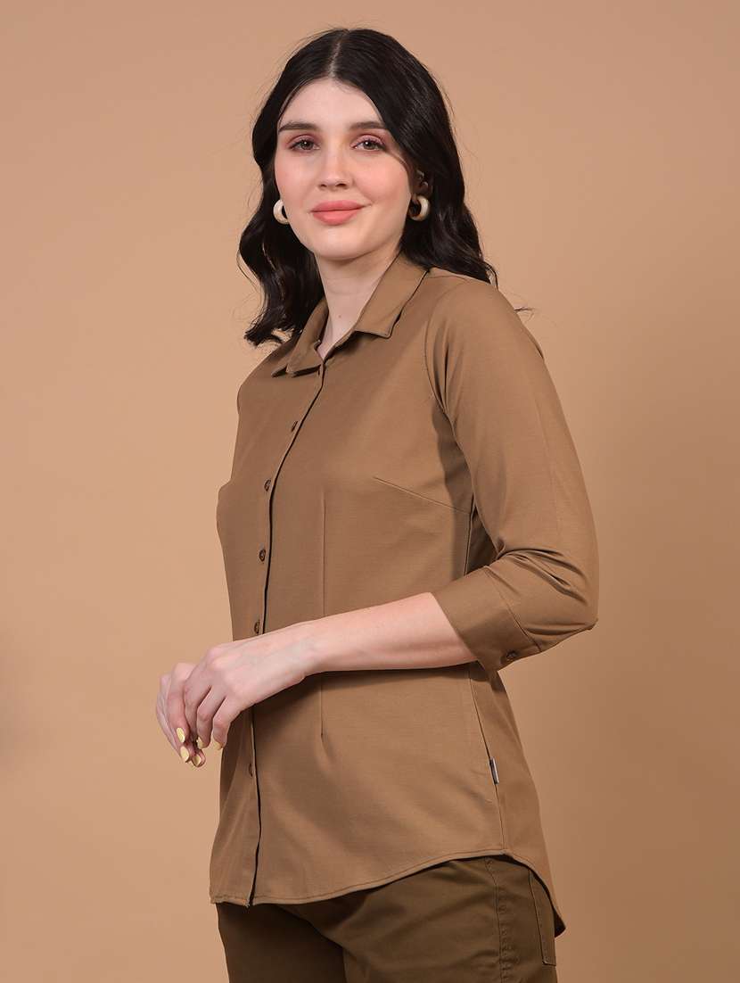 women solid collared regular shirt - 21934779 - Standard Image - 1