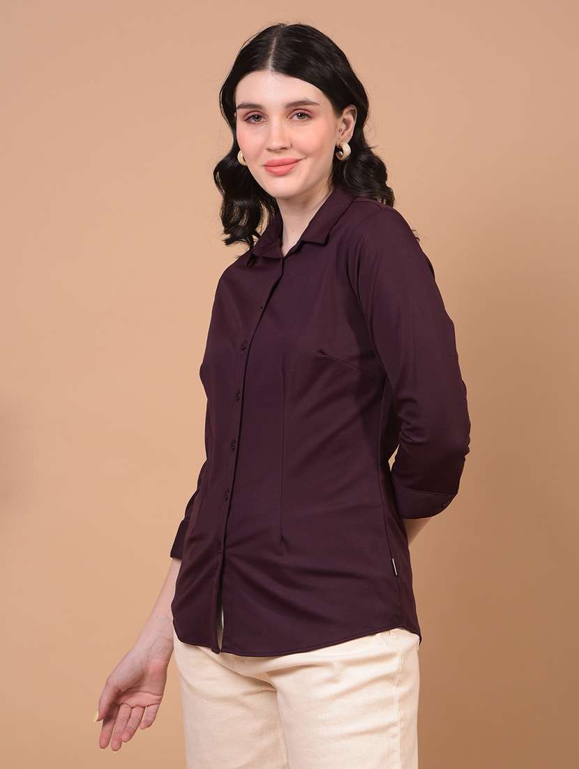 women solid collared regular shirt - 21934780 - Standard Image - 1
