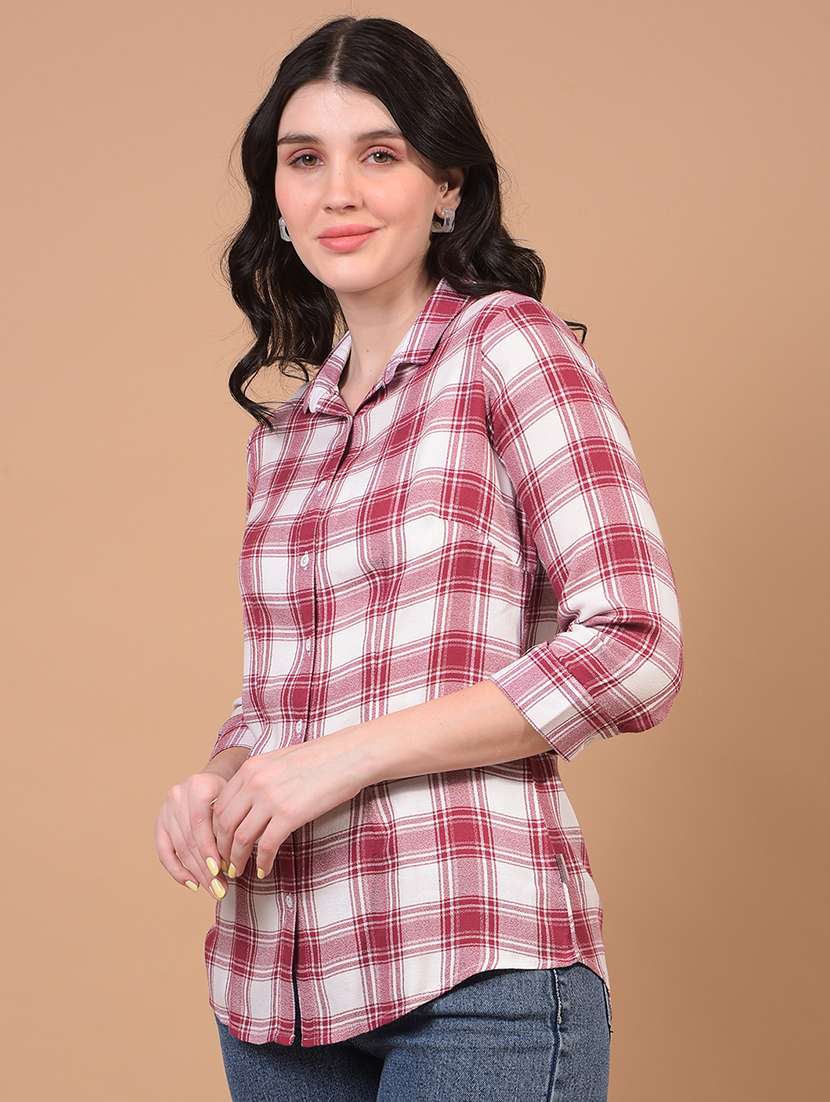 women checkered collared regular shirt - 21934782 -  Standard Image - 1