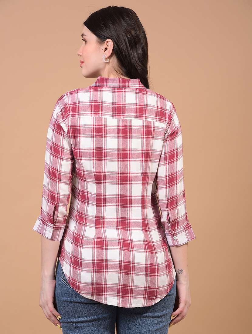 women checkered collared regular shirt - 21934782 - Standard Image - 4