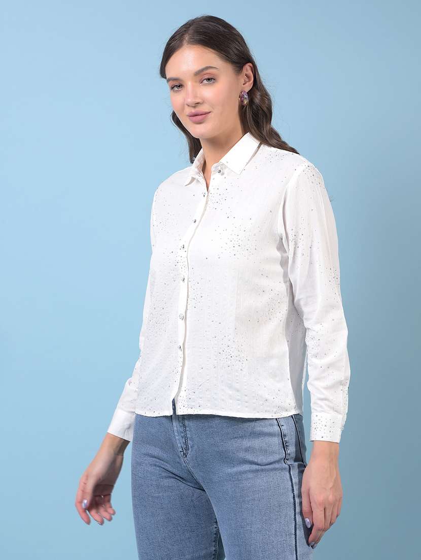women embellished long sleeve regular shirt - 21934785 -  Standard Image - 1
