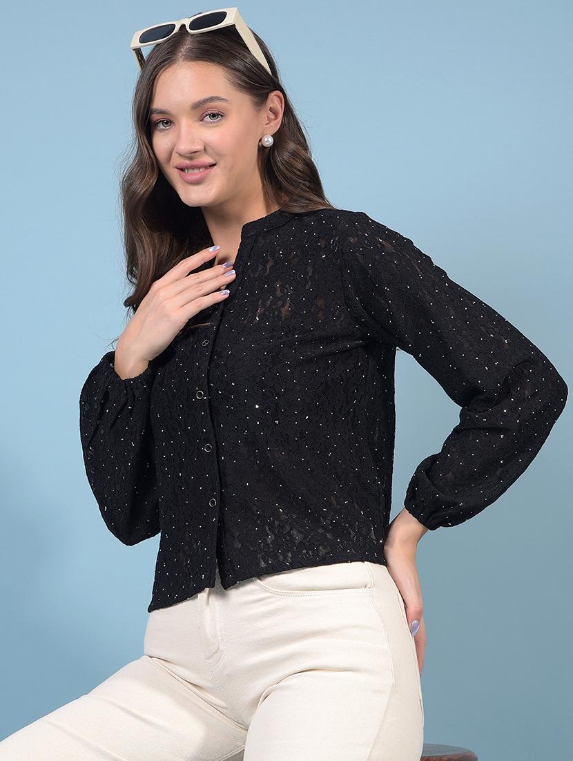 black nylon crop shirt - 21934789 - Zoom Image - 0