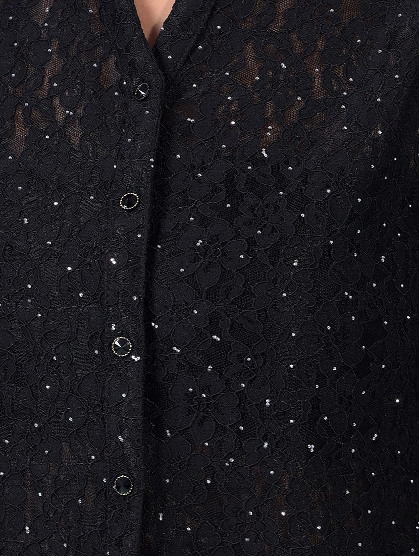 black nylon crop shirt - 21934789 - Standard Image - 6