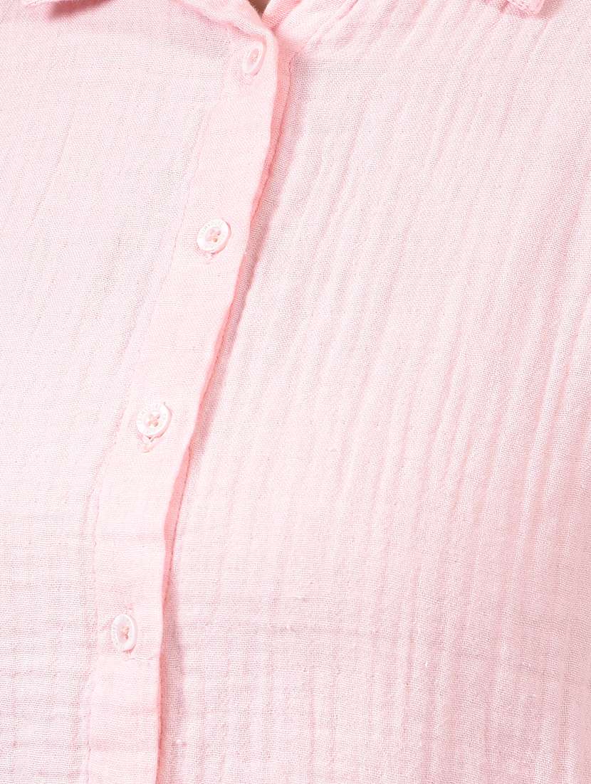 women solid collared long sleeve shirt - 21934795 -  Standard Image - 6