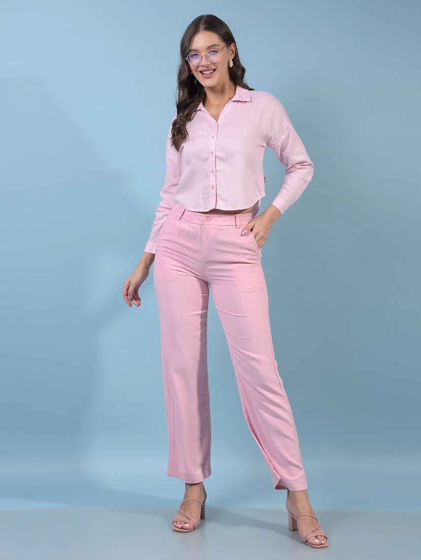 women solid collared long sleeve crop shirt - 21934796 - Standard Image - 4