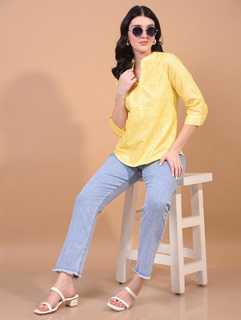 women embroidered mandarin neck regular top - 21934813 - Standard Image - 4