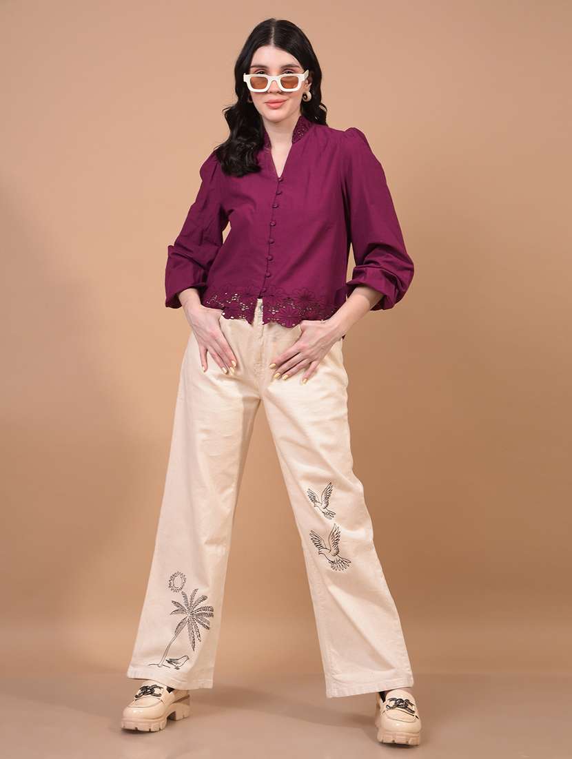 women lace detailed puff sleeve regular top - 21934824 -  Standard Image - 4