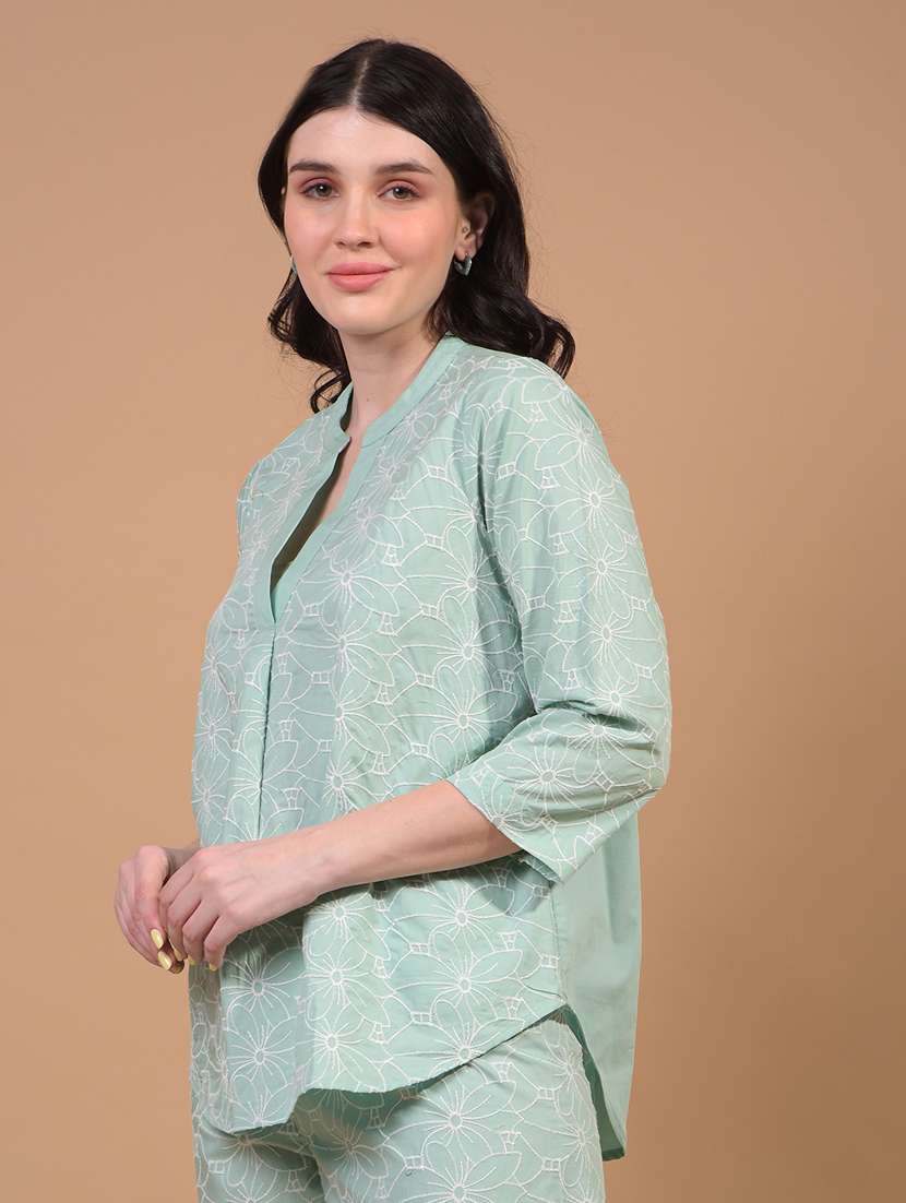 women embroidered three quarter sleeve regular top - 21934830 -  Standard Image - 1