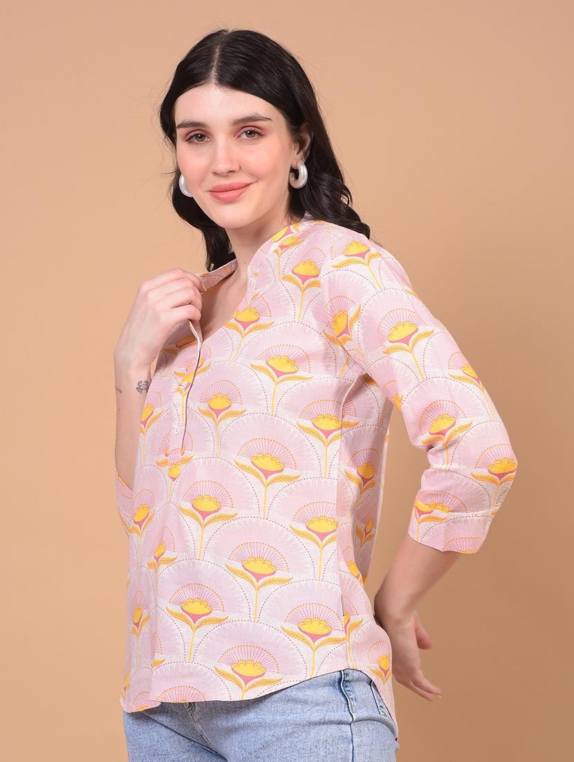 women printed three quarter sleeve regular top - 21934831 - Standard Image - 1
