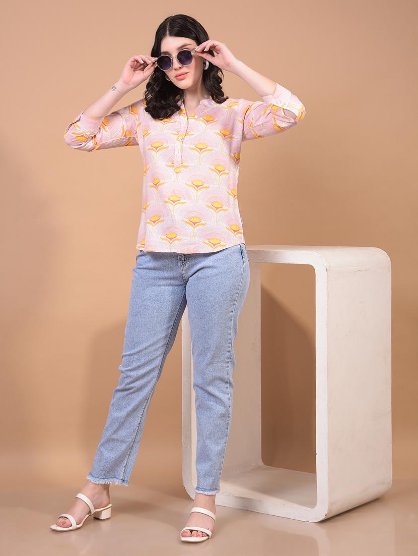 women printed three quarter sleeve regular top - 21934831 - Standard Image - 4