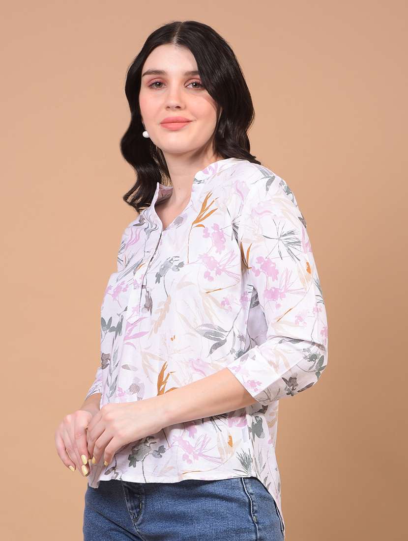 women floral print three quarter sleeve top - 21934833 -  Standard Image - 1