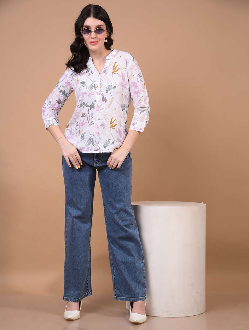 women floral print three quarter sleeve top - 21934833 -  Standard Image - 4
