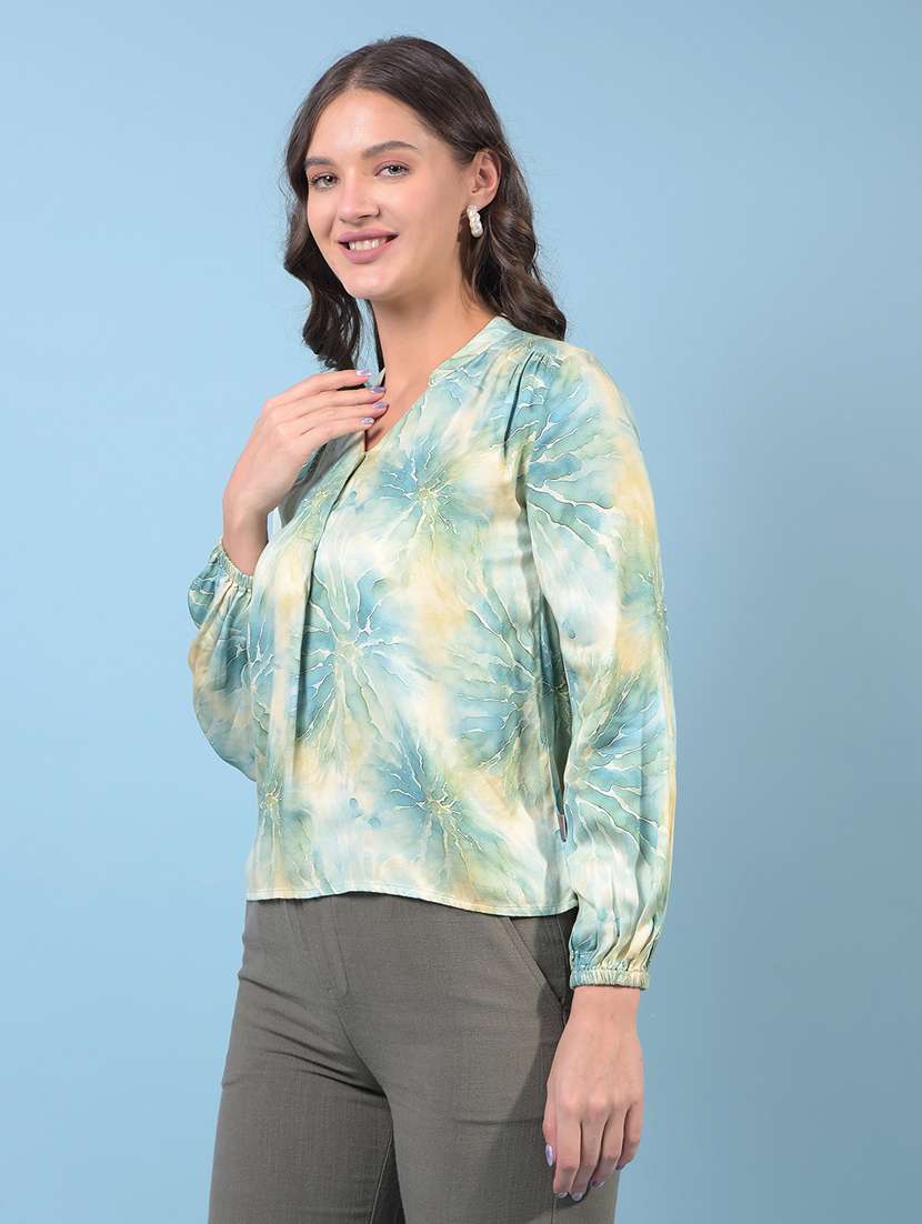 women printed puff sleeve regular top - 21934838 -  Standard Image - 1