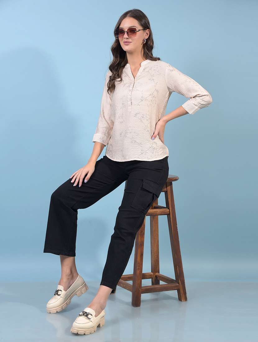 women printed three quarter sleeve regular top - 21934843 - Standard Image - 4