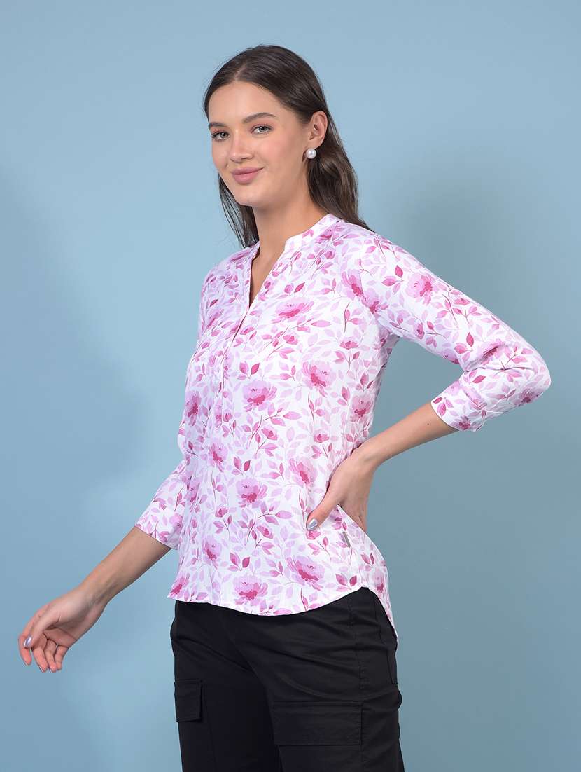 women floral print three quarter sleeve regular top - 21934851 -  Standard Image - 1