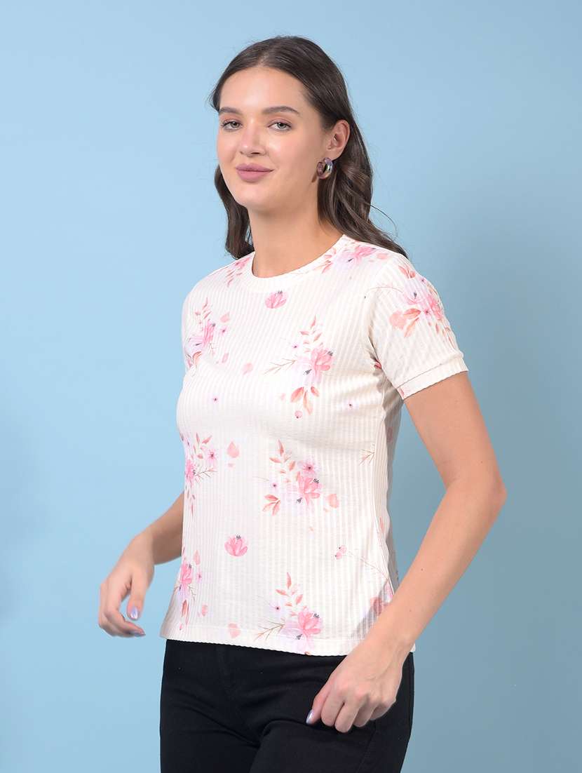 women floral print short sleeve regular top - 21934852 -  Standard Image - 1