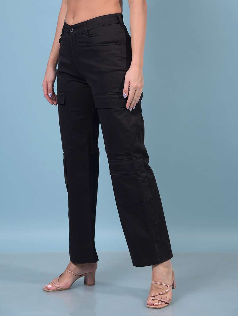 women solid mid rise cargo - 21934859 -  Standard Image - 1