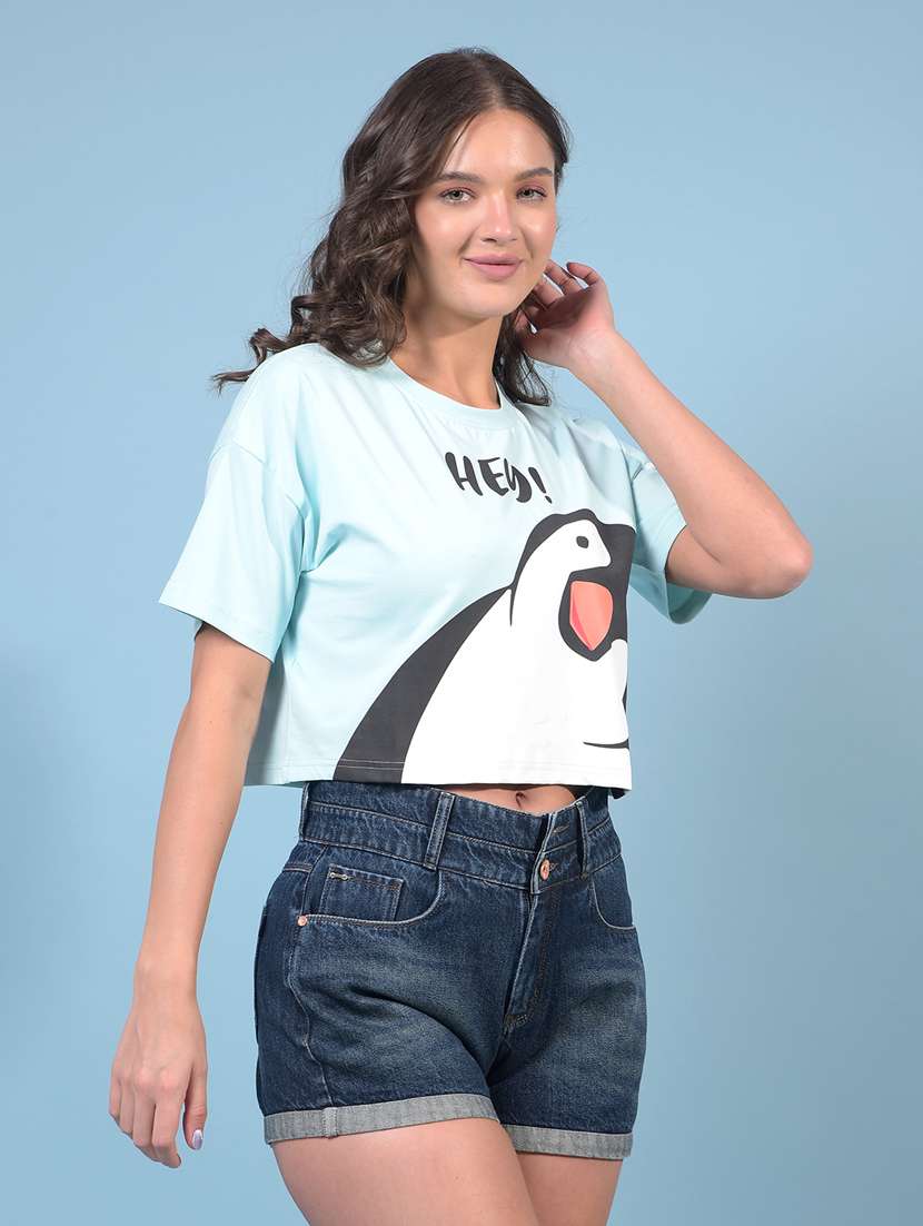 women printed short sleeve crop t-shirt - 21934873 -  Standard Image - 1