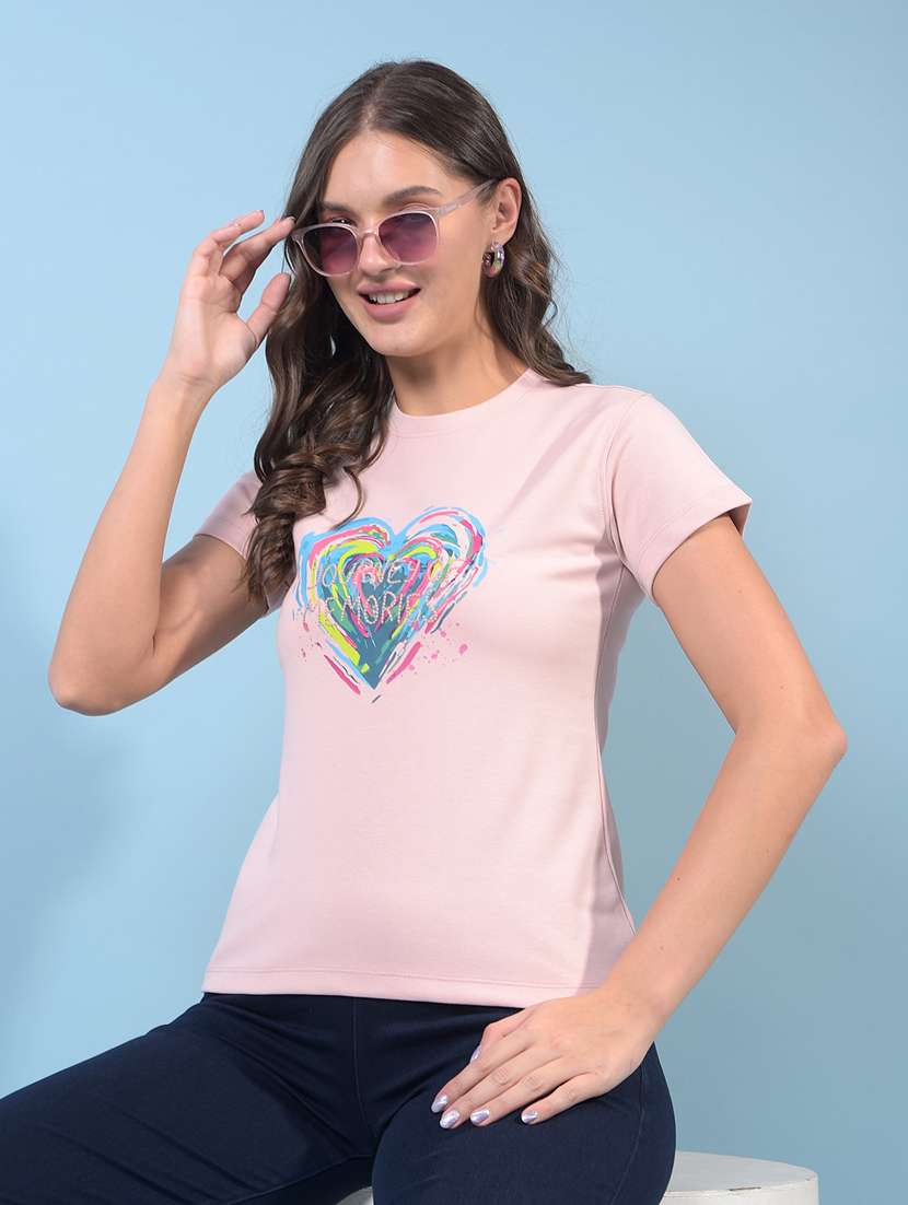 women printed short sleeve regular fit t-shirt