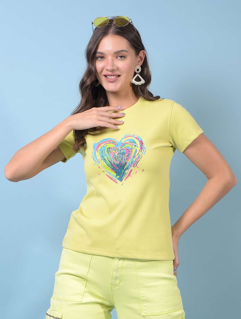 women printed short sleeve regular fit t-shirt
