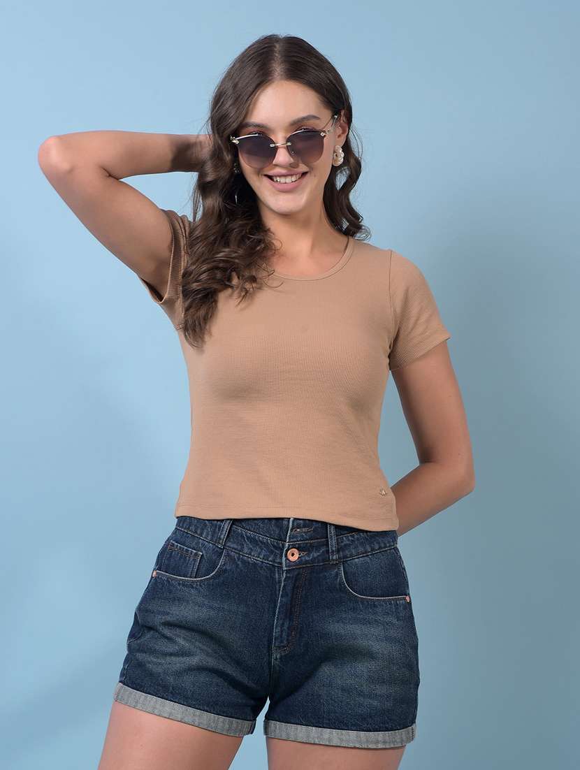 women solid short sleeve regular top